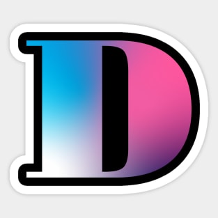 Capital Letter D Monogram Gradient Pink Blue White Sticker